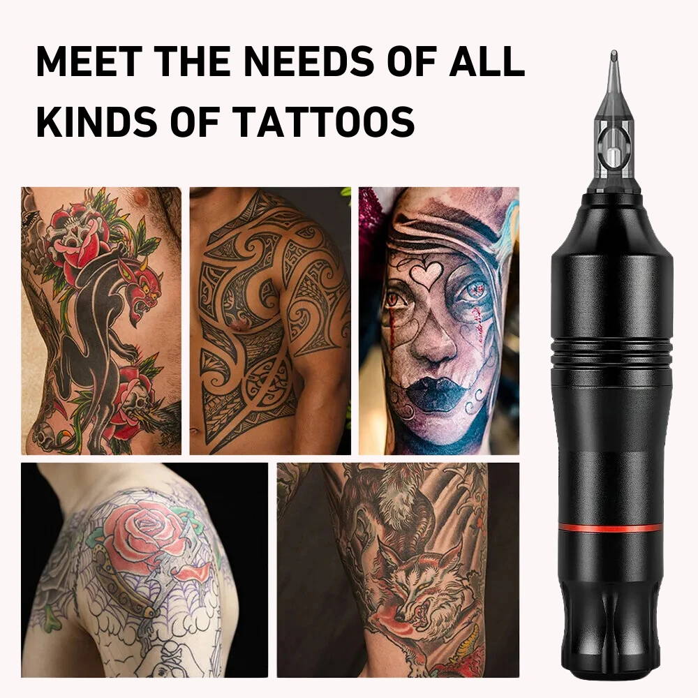 Beginner Tattoo Machine Kit with Rotary Pen, Inks & Needles – Easy